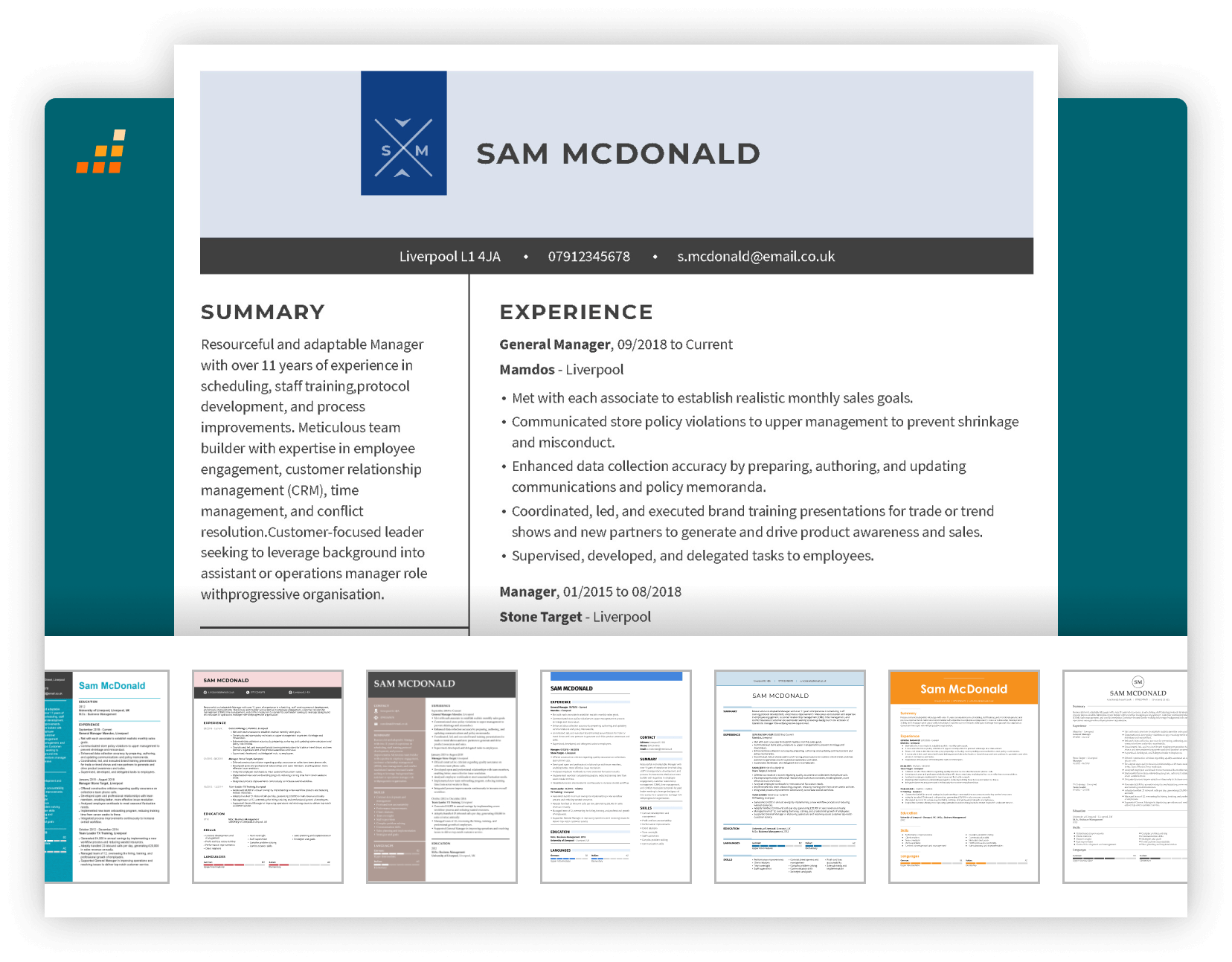 CV template from Livecareer RO builder