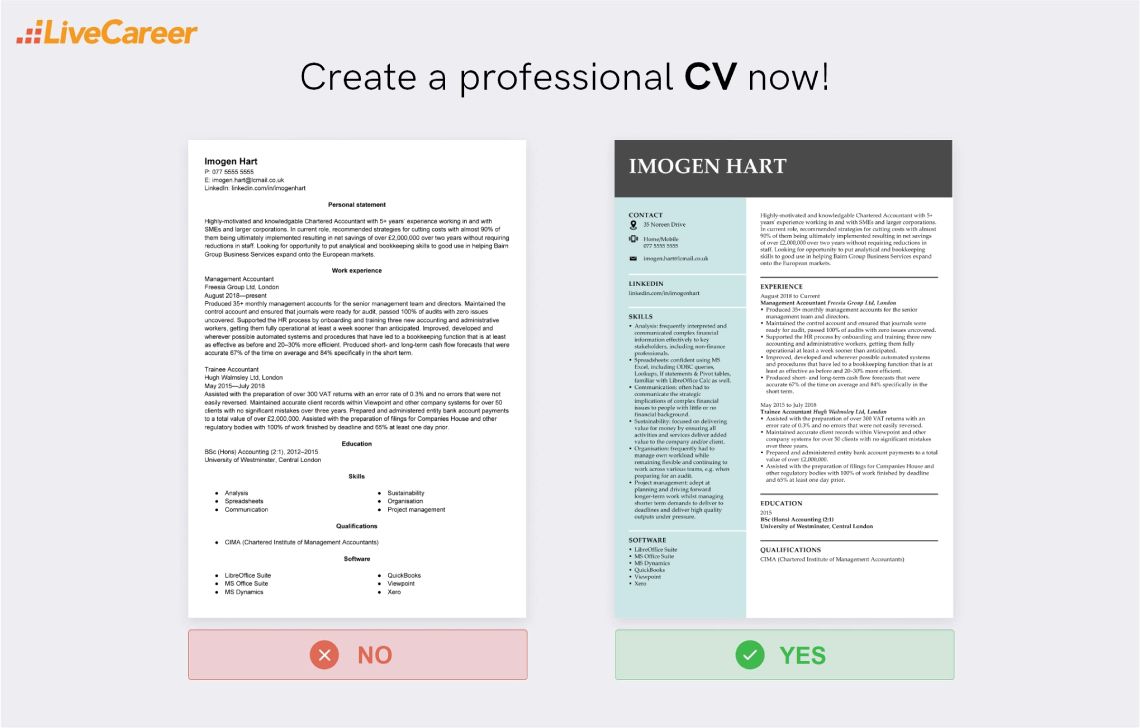 exemplu de CV pentru contabil