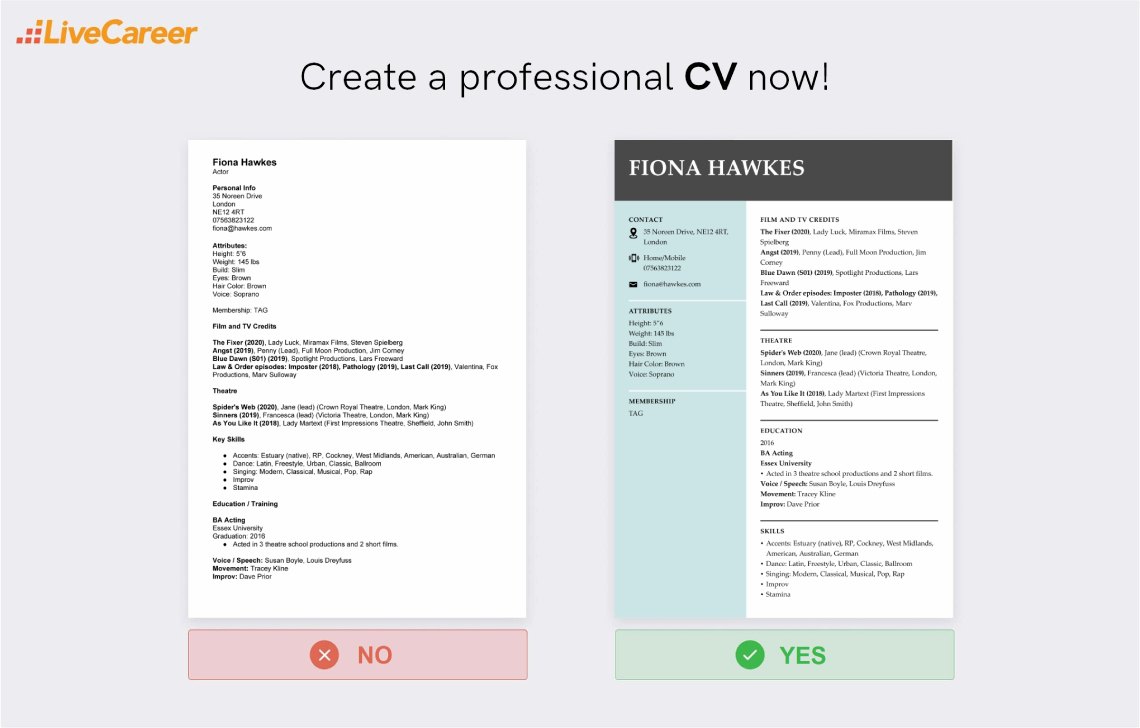 exemplu de CV pentru actor
