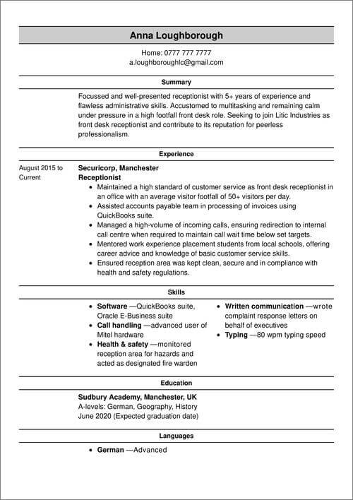model de CV modern