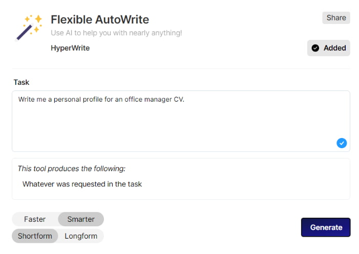 Scriere automată flexibilă în HyperWrite