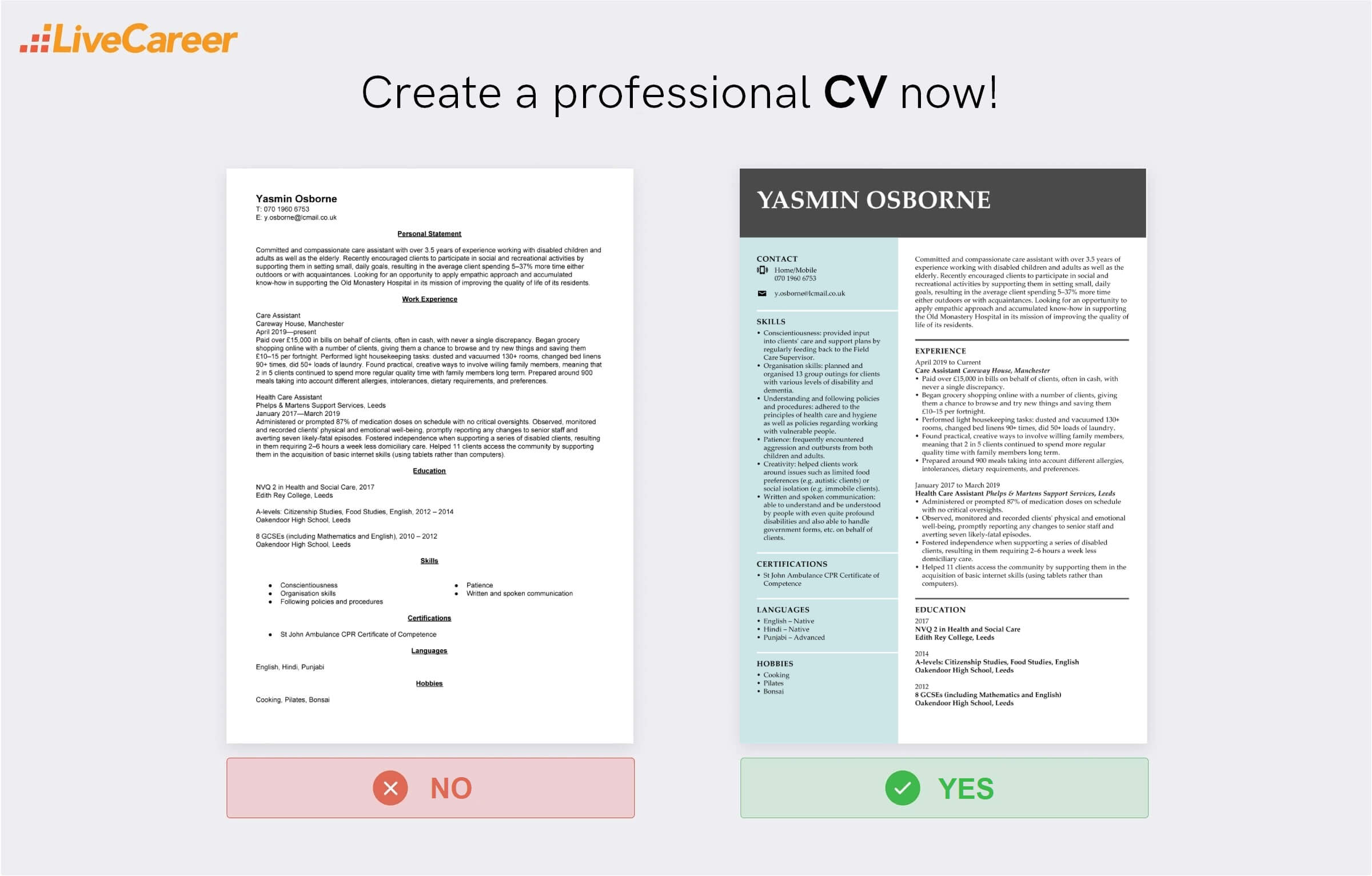 exemplu de CV pentru asistent de îngrijire