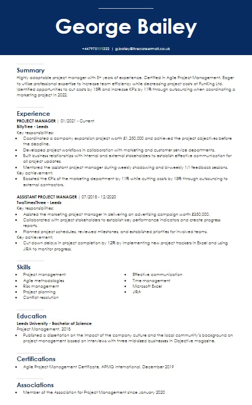 Model modern de CV cu 8 variante de la LiveCareer