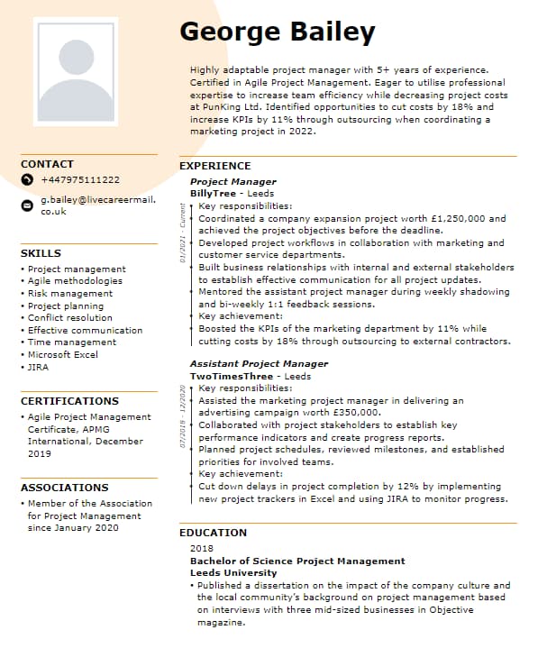 Model profesional de 5 CV de la LiveCareer