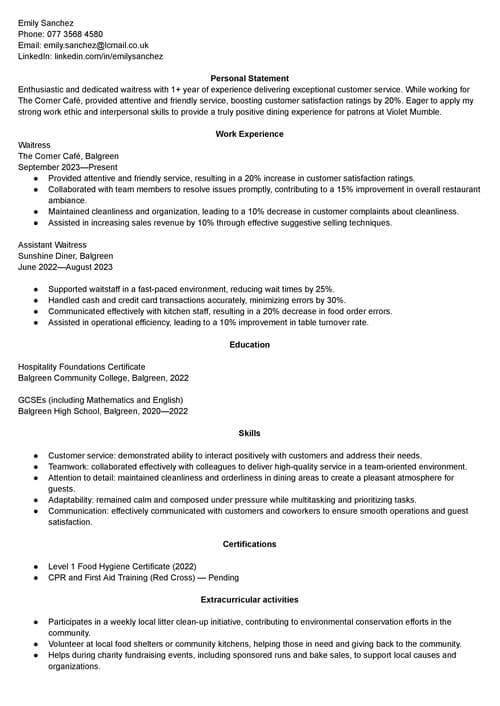 activități extracurriculare într-un exemplu de CV