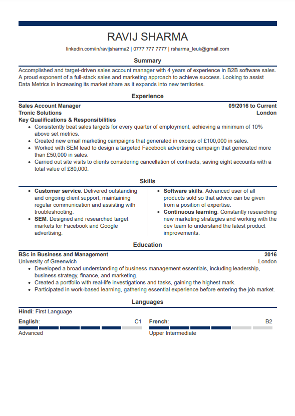 Model de CV modern de la LiveCareer