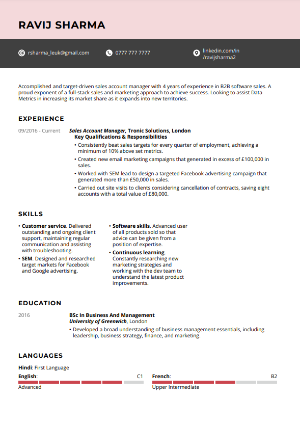 Model de CV gratuit LiveCareer