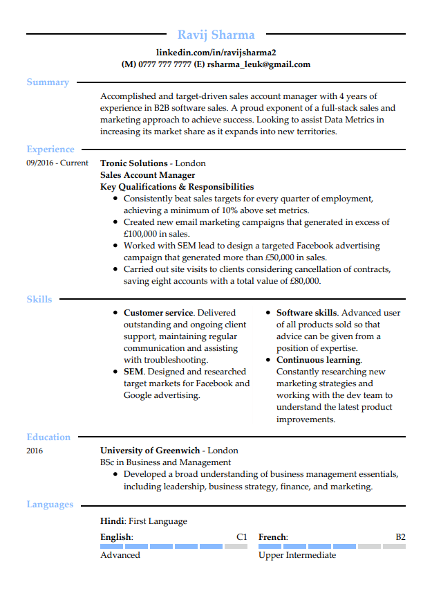 Model de CV modern de la LiveCareer