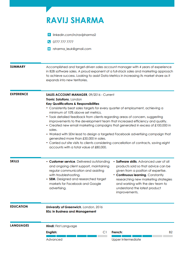 Model de CV gratuit LiveCareer