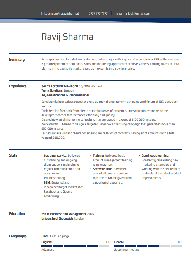 Model de CV gratuit LiveCareer