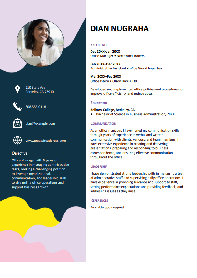 șablon gratuit de CV Google Docs