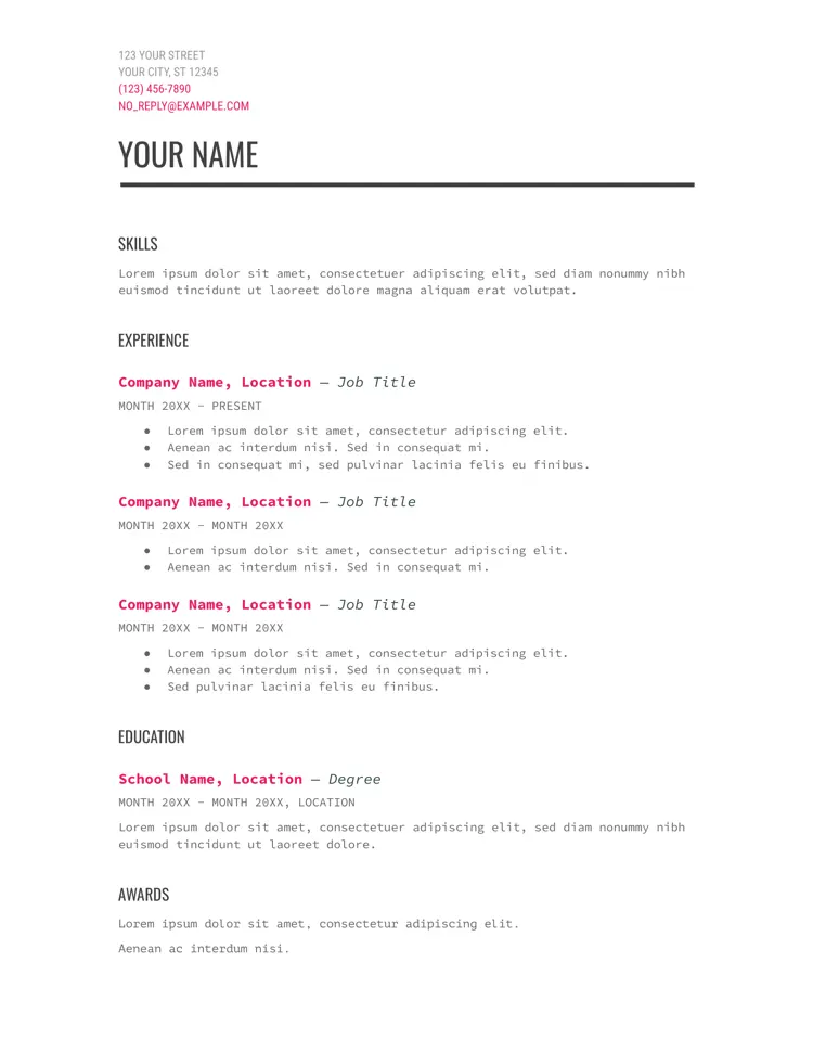 Model de CV pentru scriitor modern