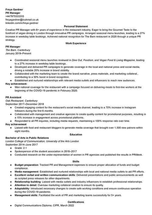 Exemplu de CV
