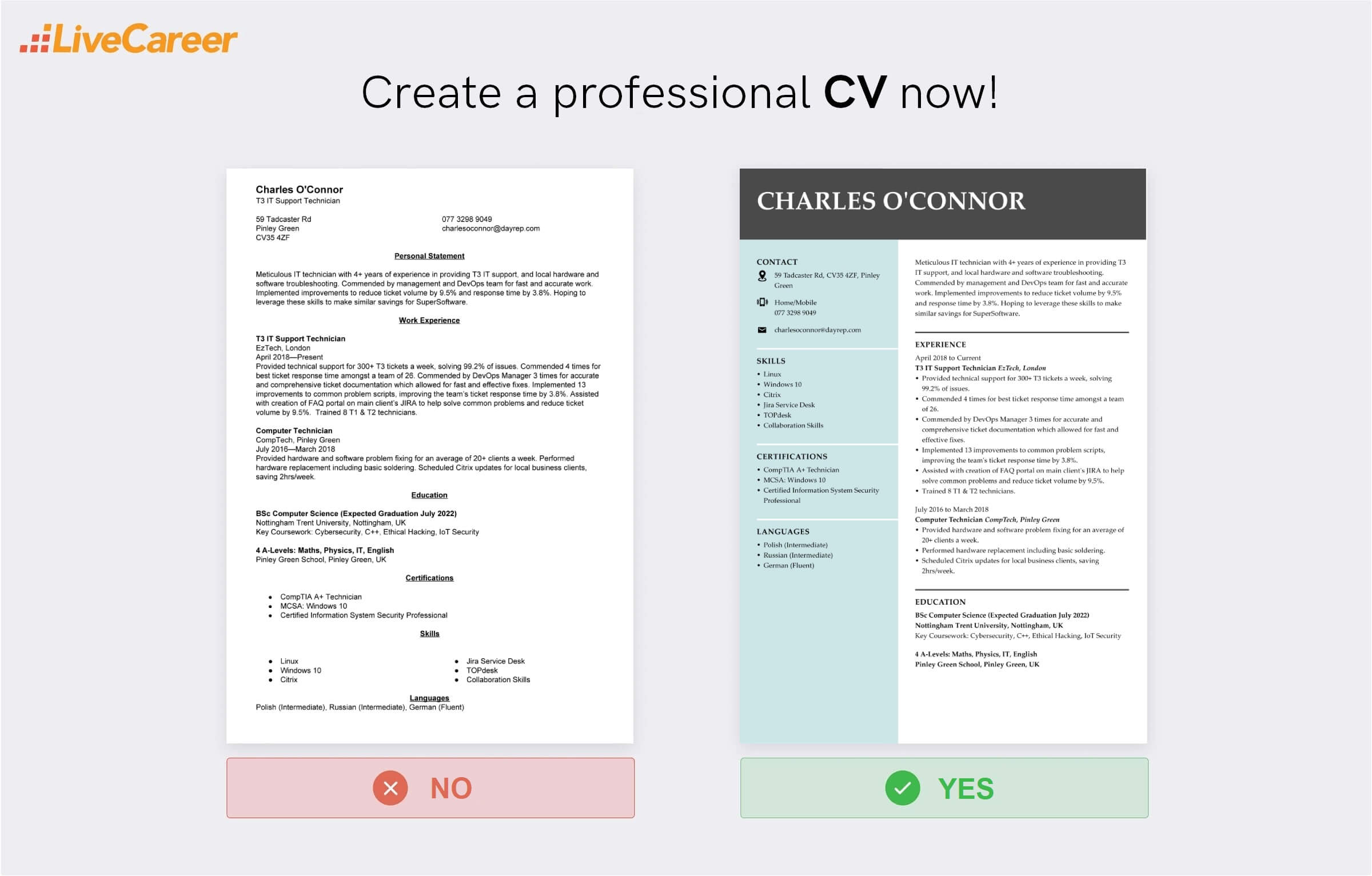 exemplu de CV IT