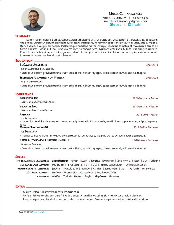 șablon CV latex