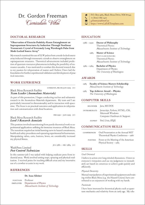 șablon CV latex