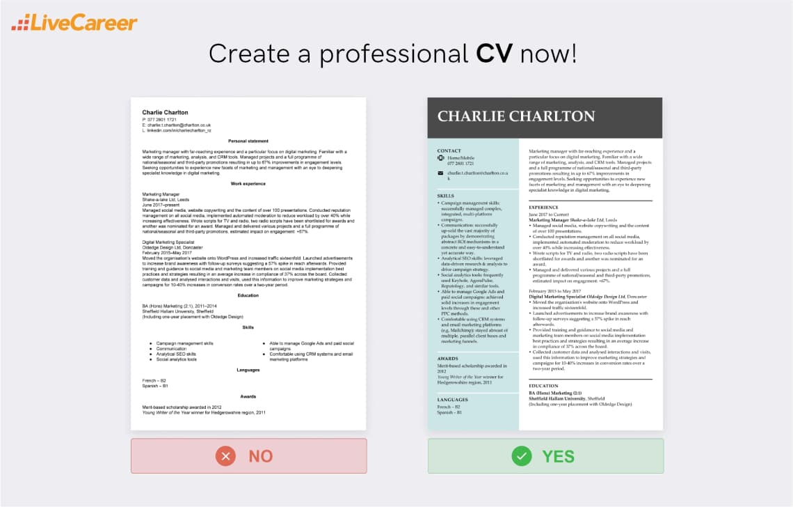 exemplu de CV pentru marketing