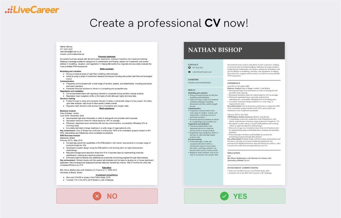exemplu de CV pentru schimbarea carierei