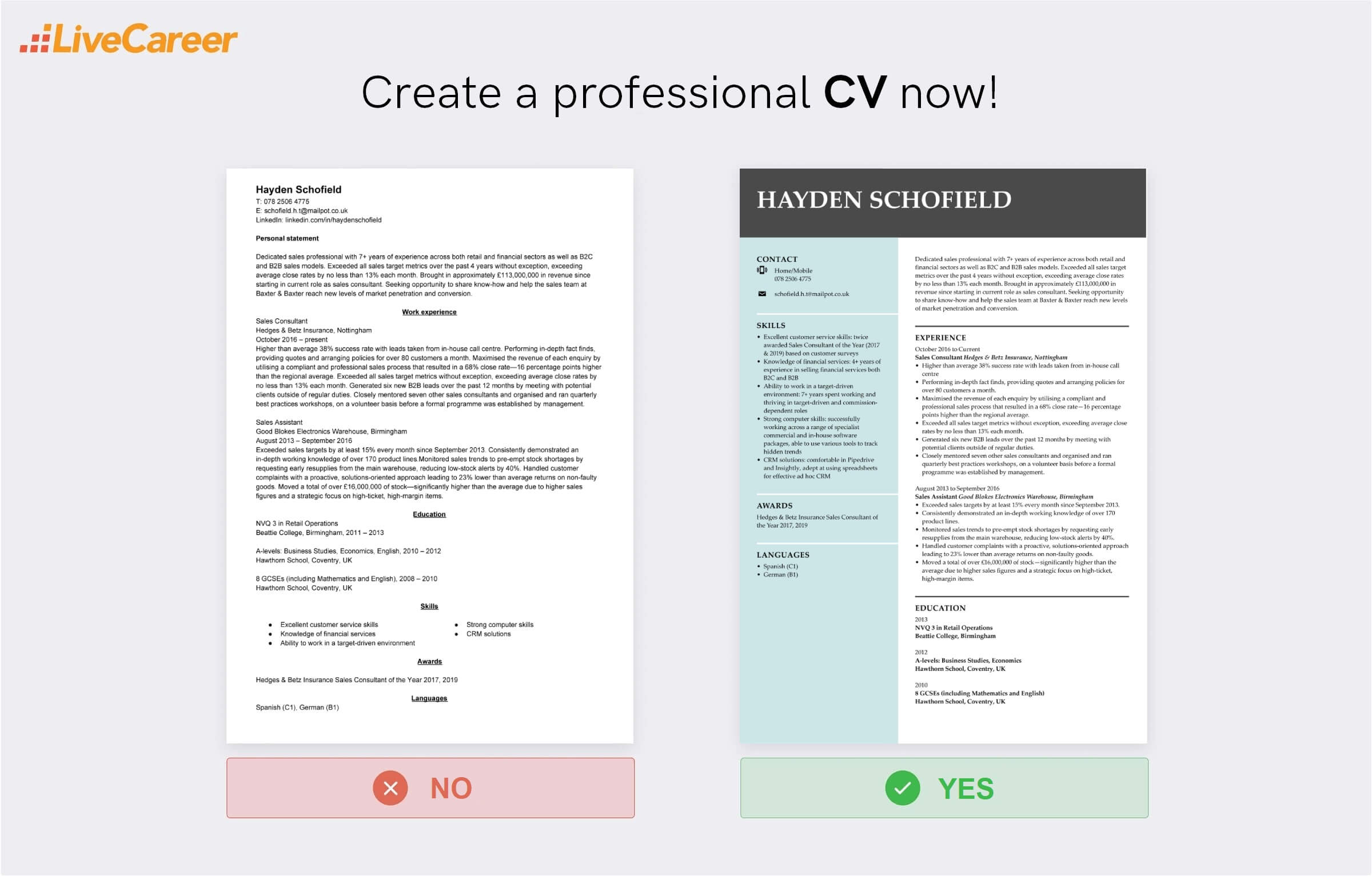 exemplu de CV pentru vânzări
