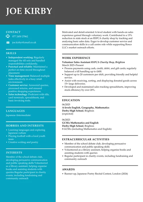exemplu de CV pentru absolvenți de școală