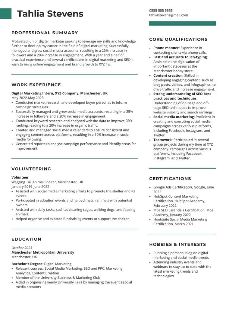 Exemplu de CV pentru student (cu experiență)
