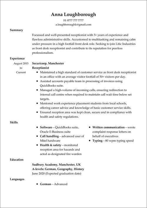 CV vizual